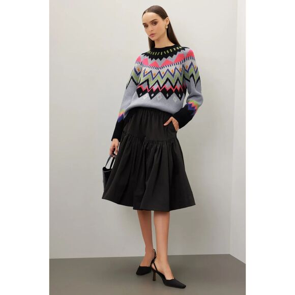 Kate Spade New York Wool Alpaca Blend Neon Abstract Fair Isle Sweater Size Small - Picture 5 of 13